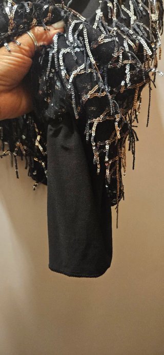 Top elegante con paillettes nero/argento taglia M