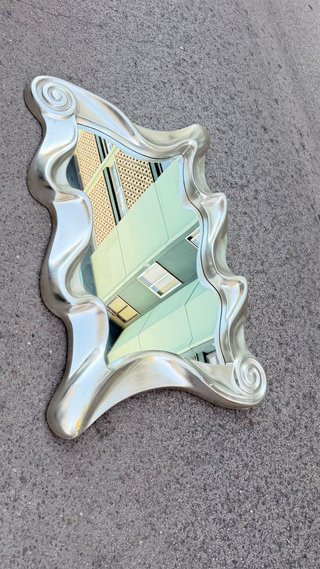 Espejo Plata Diseño Ondulado