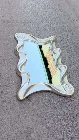 Espejo Plata Diseño Ondulado
