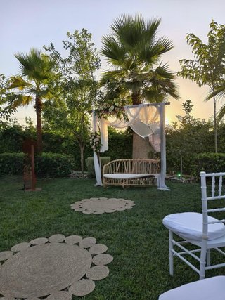 Alfombra redonda de yute para bodas