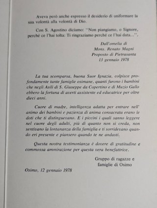 Santino Vintage Suor Ignazia Tacchi 1978