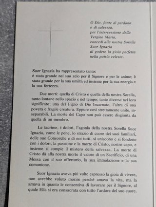 Santino Vintage Suor Ignazia Tacchi 1978