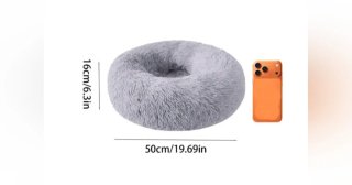 Cama redonda felpa gato marrón/rosa 16x50 SIN USO