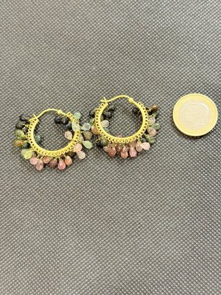 Pendientes de plata con baño de oro Y turmalinas.