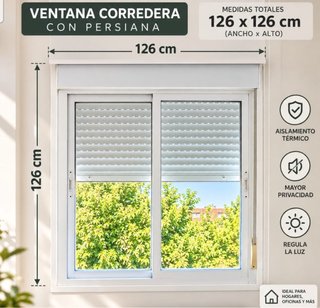 Ventana corredera con persiana 126x126 cm