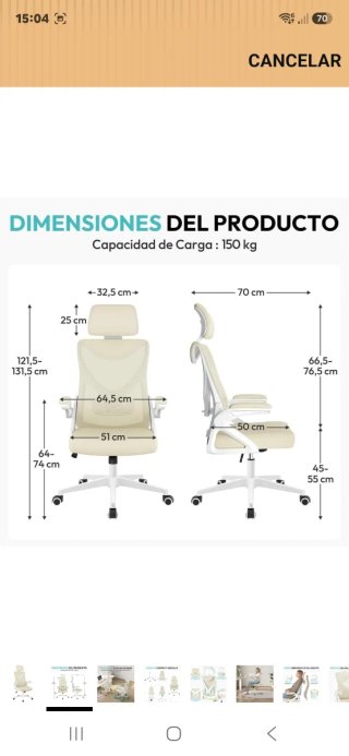 Silla de oficina blanca seminueva