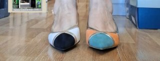 Zapatos de mujer multicolor y negro dorado