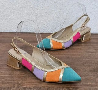 Zapatos de mujer multicolor y negro dorado