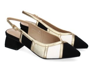 Zapatos de mujer multicolor y negro dorado