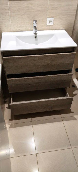 Conjunto muebles de baño, lavabo y espejo