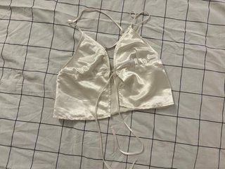 Top satén blanco talla única