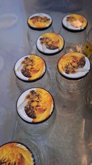 Barattoli di miele da 1 kg con coperchio decorato