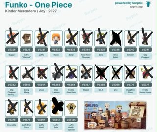 One Piece Kinder Joy Figuras y Carta Cambio