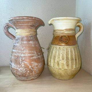 2 vasi in terracotta beige marrone artigianali