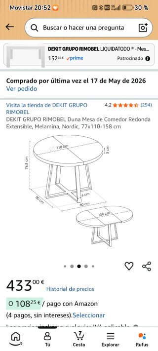 Mesa Comedor Redonda Extensible