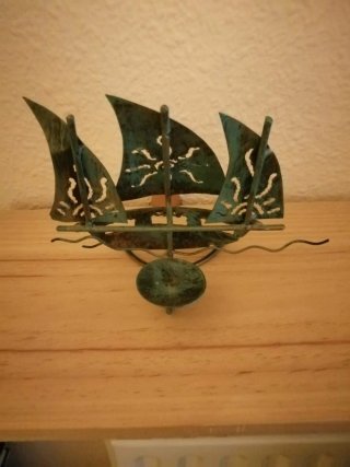 Candelabro Barco Metal Verde