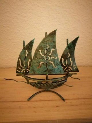 Candelabro Barco Metal Verde