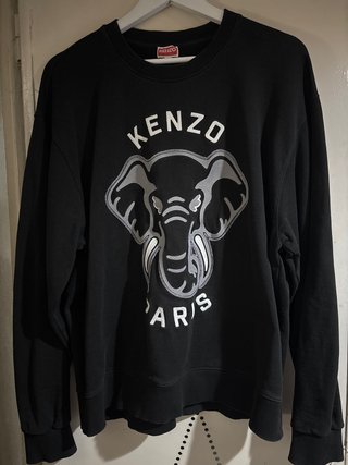 Sudadera Kenzo XL Negra Elefante Paris