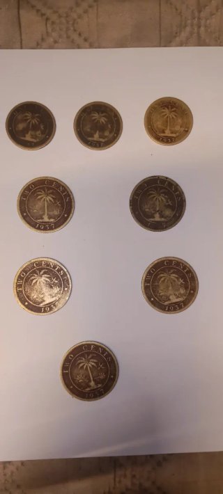 Lote 8 Monedas Liberia 1937 Elefante