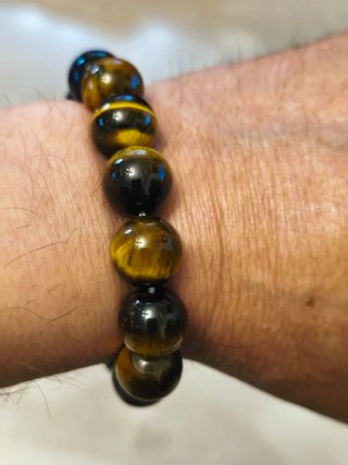 Tre braccialetti occhio di tigre grandi da 12mm