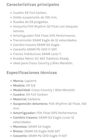Bicicleta Lapierre XR 5.9.