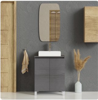 Mueble de baño con lavabo y espejo