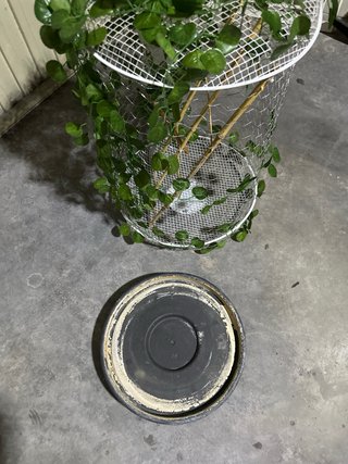 Jaula decorativa con plantas artificiales