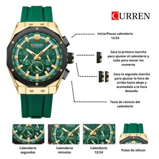 Reloj CURREN Hombre Oro y Verde