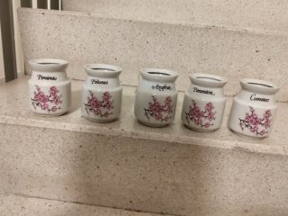 5 Especieros Cerámica Vintage Flores
