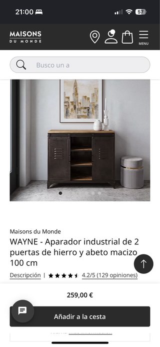 Aparador Hierro y Madera Abeto 86x42x100cm