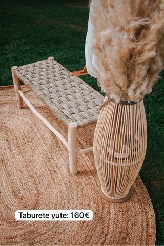Banqueta de yute y madera