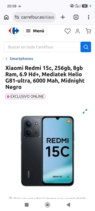 Xiaomi Redmi 15c 256GB 8GB RAM Negro NUEVO