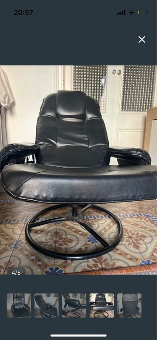 Sillón reclinable y balancín de piel negra