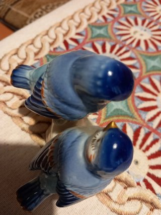 Coppia Uccelli Volkstedter Porcellana