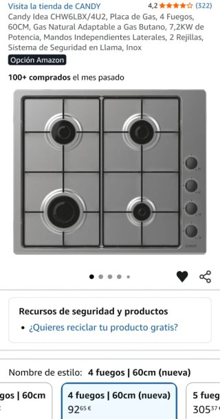 Placa de Gas Candy Idea 4 Fuegos