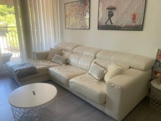 Sofá chaise longue piel blanco 2,75m