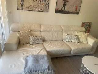 Sofá chaise longue piel blanco 2,75m