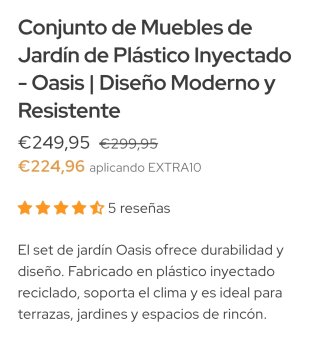 Sofá esquinero y mesa de jardín