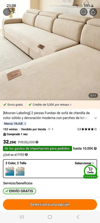 Fodere per divano in velluto a coste YAJUE (2 pezzi)