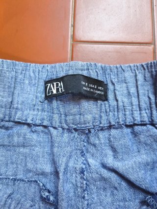 Pantaloni Zara donna misto lino taglia S avio