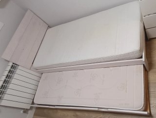 Cama nido 90x190 beige y blanco con 2 colchones