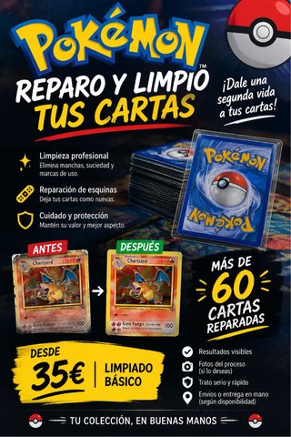 Servicio de Limpieza y Reparación de Cartas Pokémo