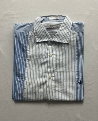 Camicia Brooksfield Uomo Rigata Azzurro/Bianco Tag