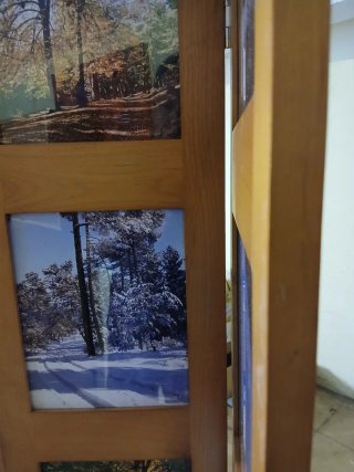 Biombo de madera de 3 paneles con 15 portafotos