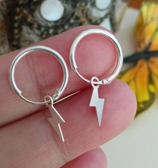 Pendientes Aro Rayo Liso Plata De Ley