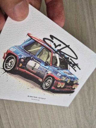 Postal Firmada a mano R5 Maxi Turbo Jean Ragnotti