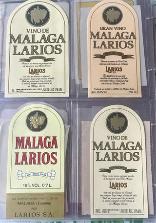 Lote 8 etiquetas antiguas Vino Málaga Larios