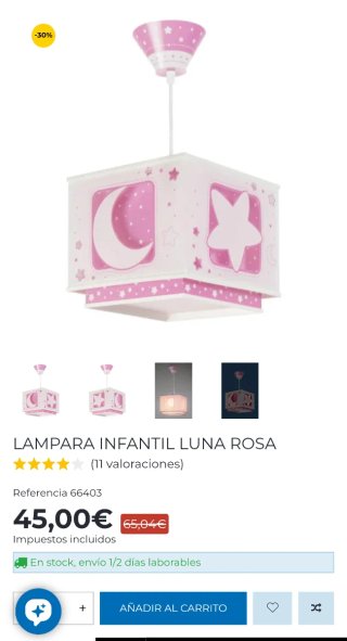 Lámpara Infantil Dalber Moonlight Rosa