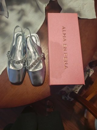 Zapatos Alma en Pena plateados con pedrería