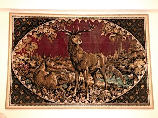 Tapiz de pared con ciervos y paisaje